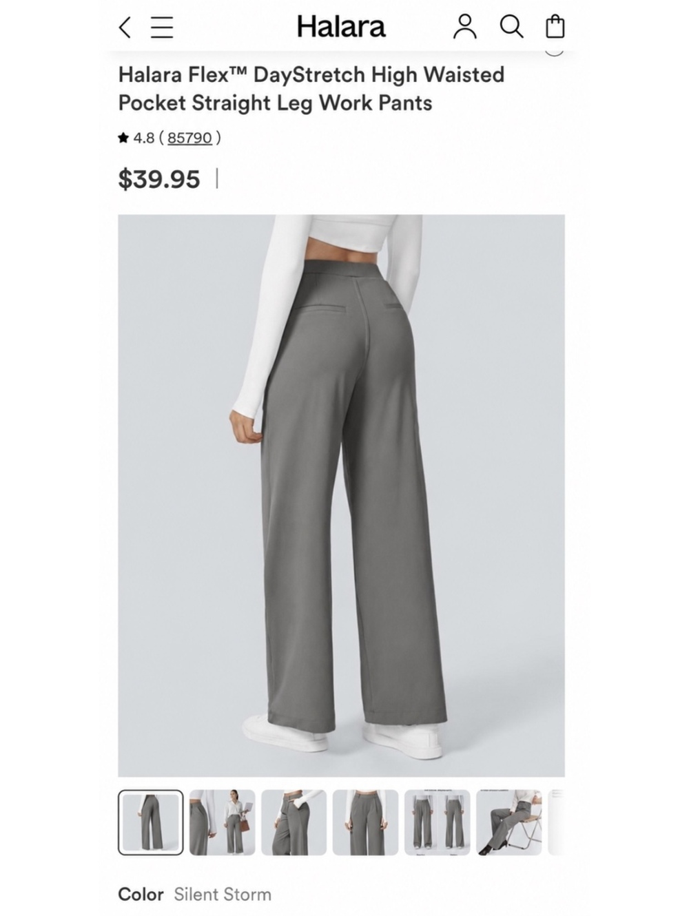 NWT Halara Flex DayStretch Straight Leg Work Pants Gray S Petite